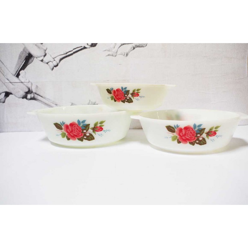 Rose Dish Blue Leaves Set