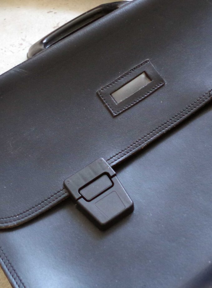 Blue Leather Schoolbag