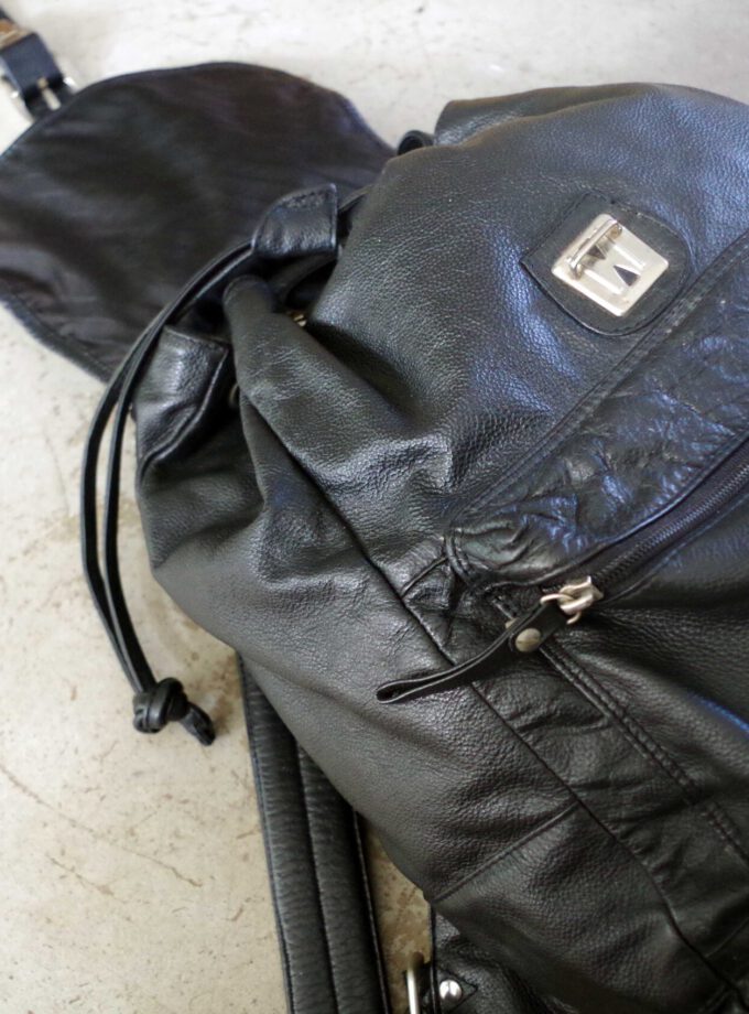 Black Leather Backpack