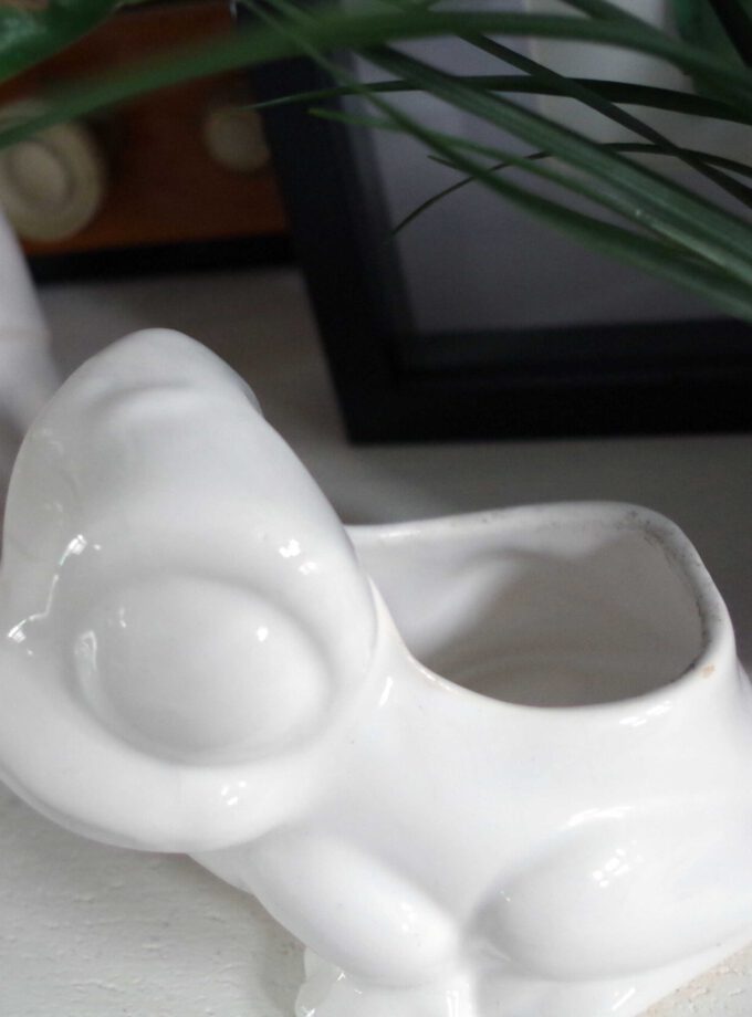 Vintage Frog Planter White