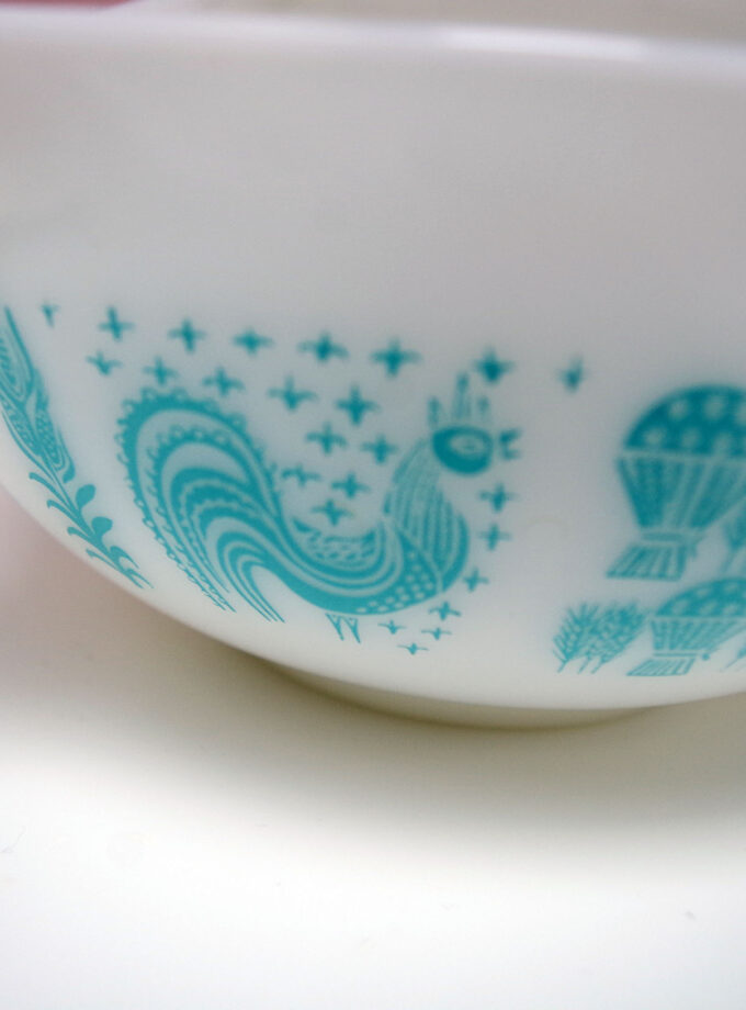 Pyrex Butterprint Turquoise On White