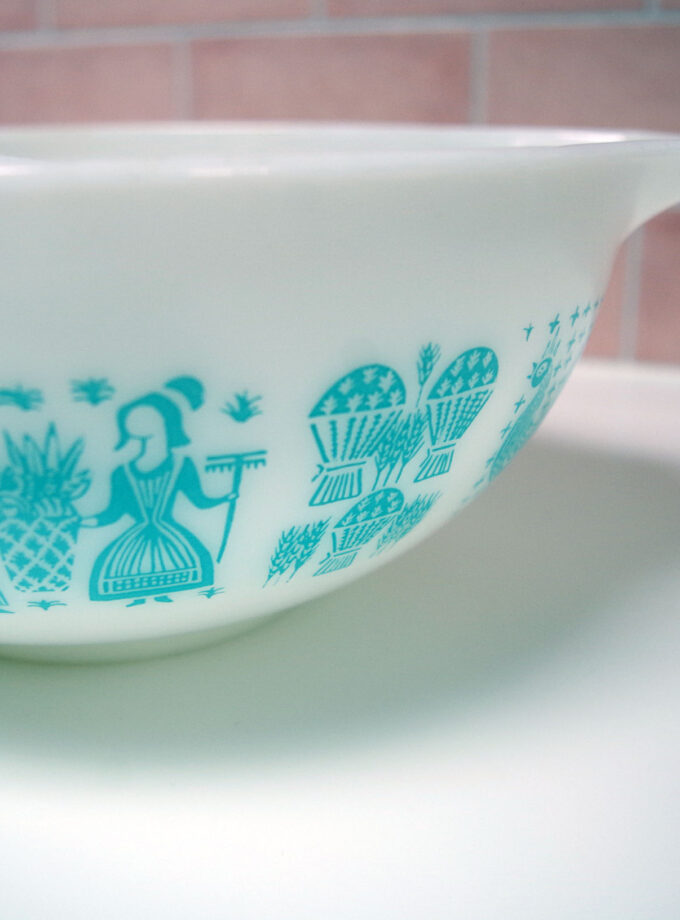 Pyrex Butterprint Turquoise On White