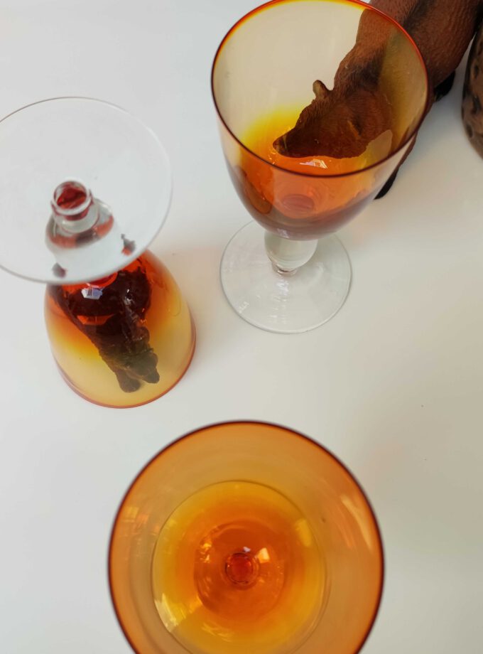Vintage Amber Colored Wine-glass