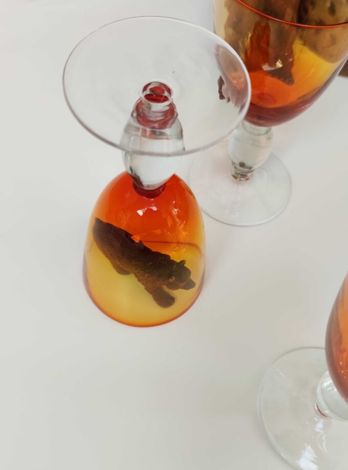 Vintage Amber Colored Wine-glass