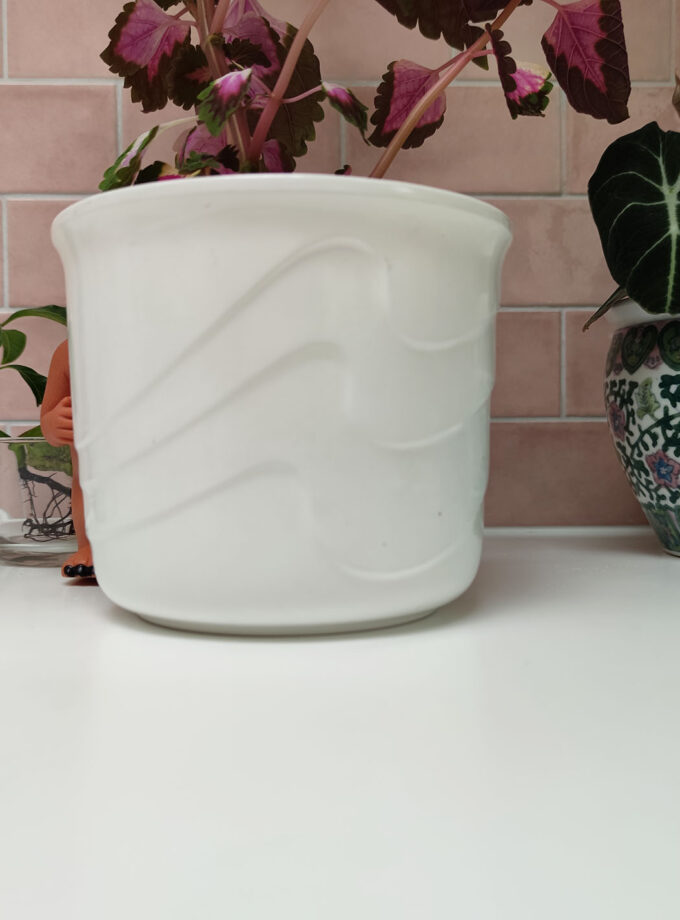 West Germany Plain Off White Flower Pot Swirl Medium
