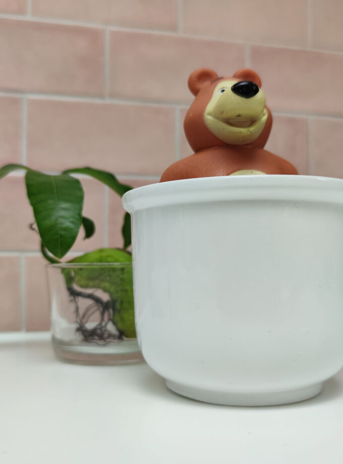 West Germany Plain White Flower Pot Small