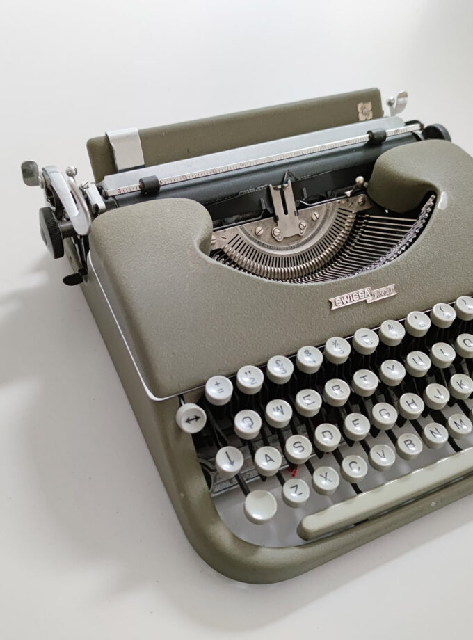 Vintage Swissa Piccola Typewriter Army Green