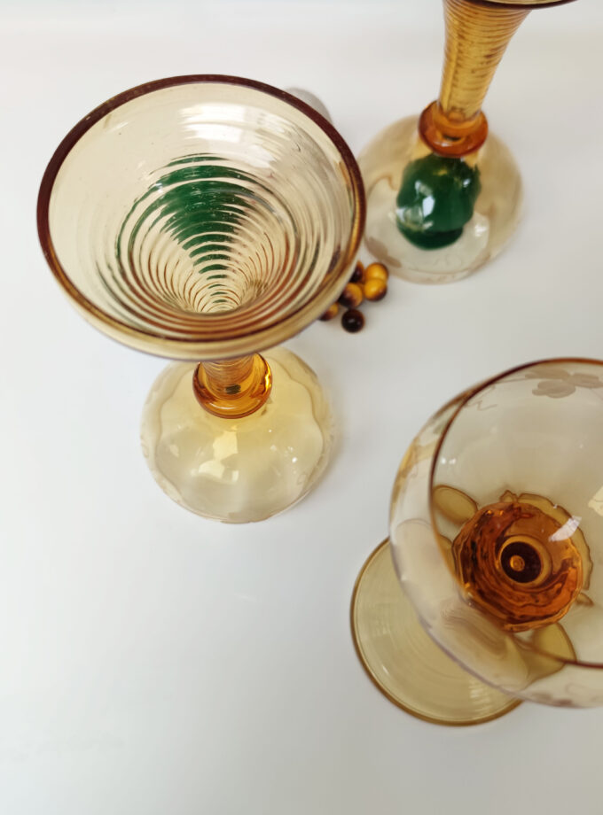 Vintage Amber Colored Wine-glass II