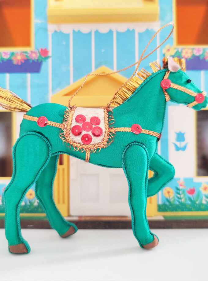 Green Horse Ornament Pair