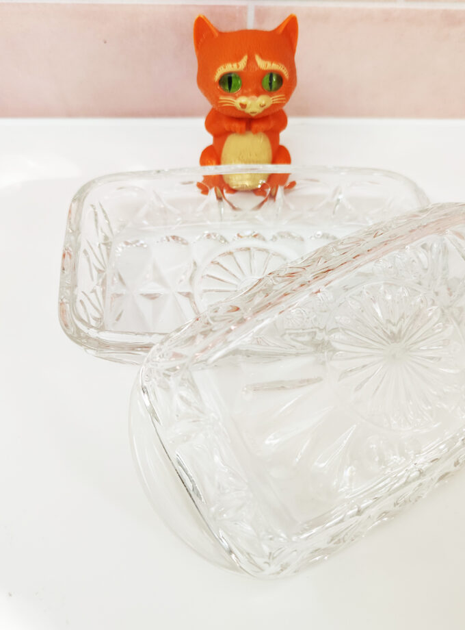Vintage Glass Reims Butter Dish