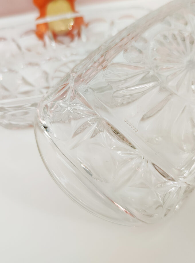 Vintage Glass Reims Butter Dish