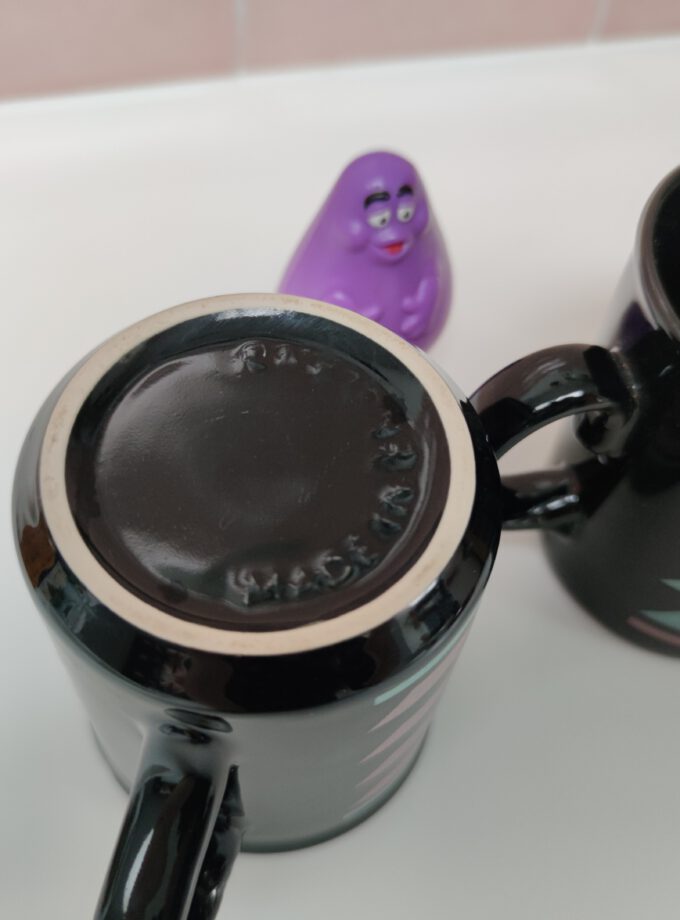 Retro Black, Green & Purple Mugs Set