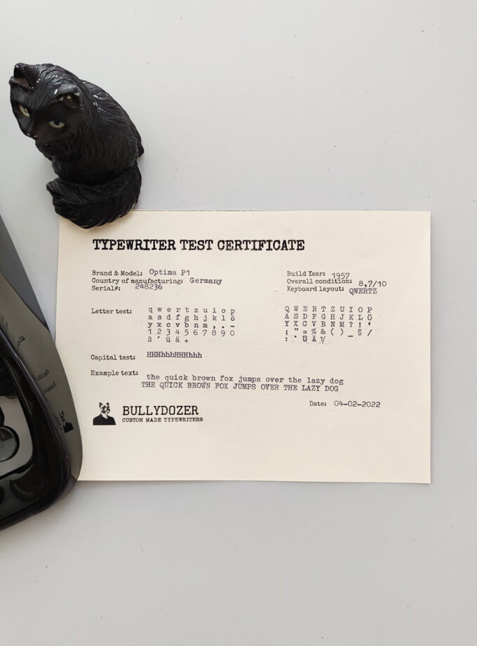 Vintage Old Black Optima P1 Typewriter