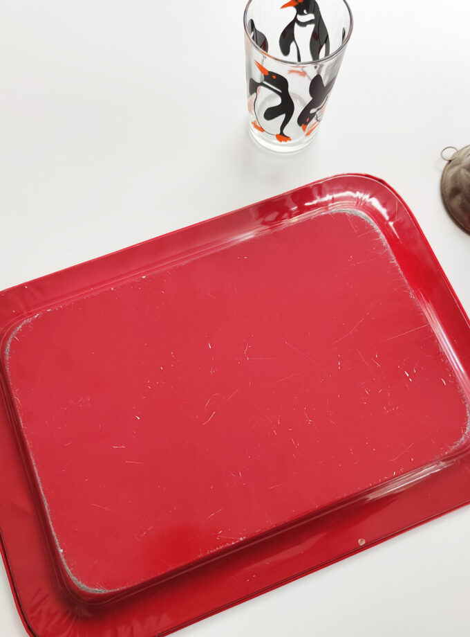 Vintage Kids Tray Red Animal