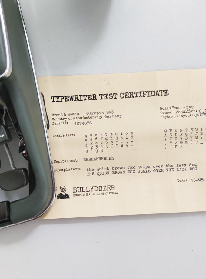 Olympia SM3 Army Green Vintage Typewriter