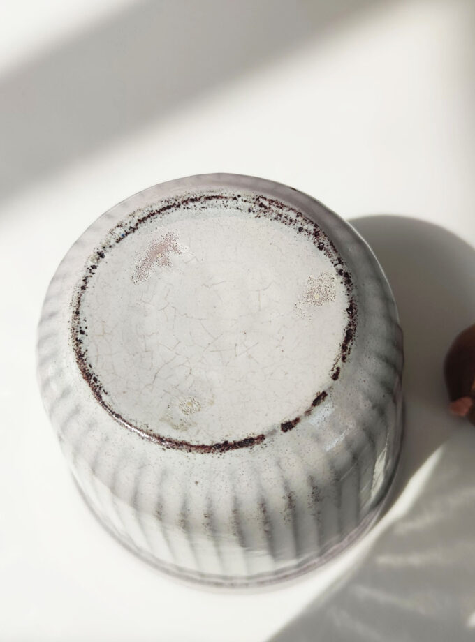 Vintage Retro Brown White Flower Pot