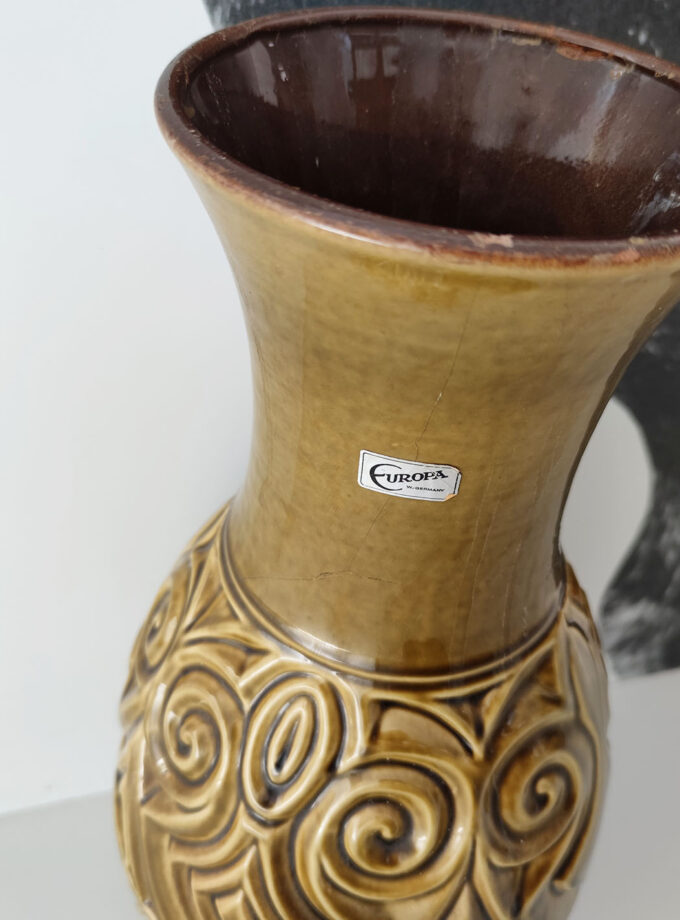 Carstens Olive Green Big XL Vase Europa W-Germany