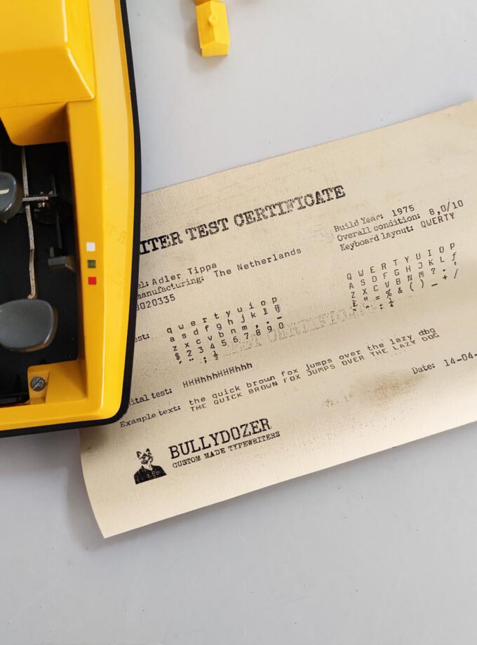 Vintage Tippa Adler Typewriter Yellow Cubic