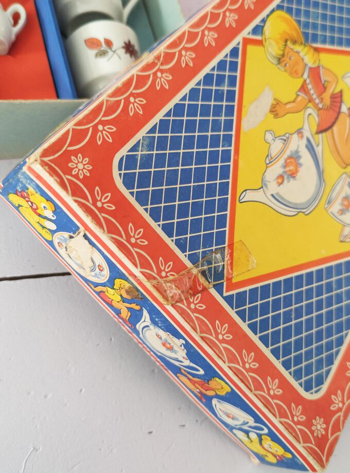 Vintage Kids Tea Set Retro Flower Box