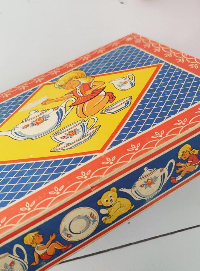 Vintage Kids Tea Set Retro Flower Box