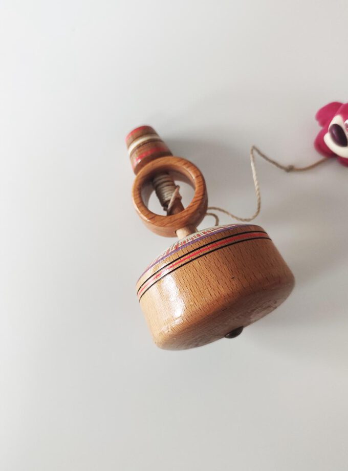Vintage Wooden Colored Spinning Top