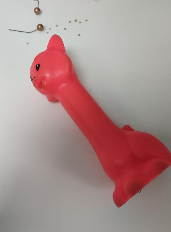 Soft Squeaky Tall Neck Pink Cat