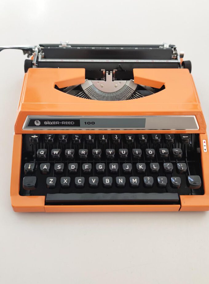 Vintage Silver Reed 100 Orange Typewriter Cubic