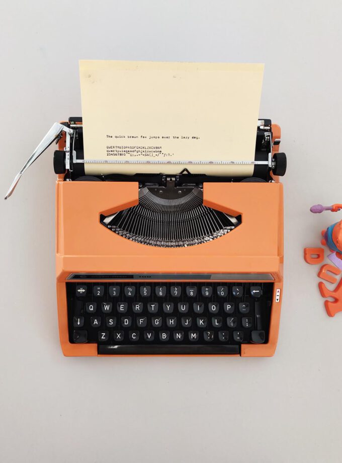Vintage Silver Reed 100 Orange Typewriter Cubic