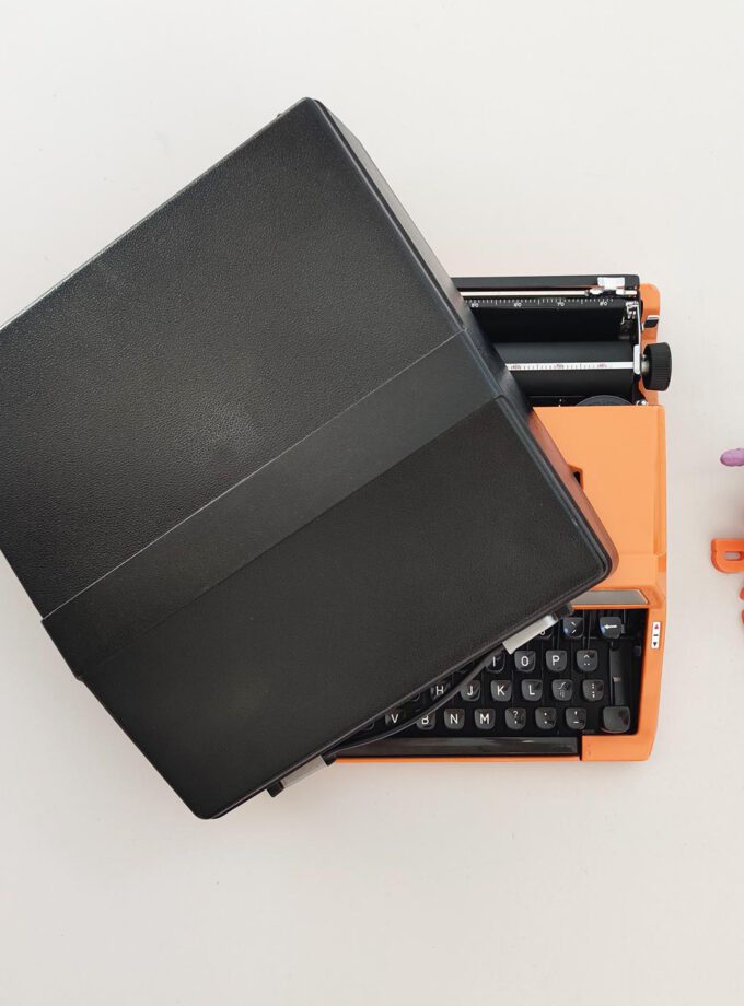 Vintage Silver Reed 100 Orange Typewriter Cubic