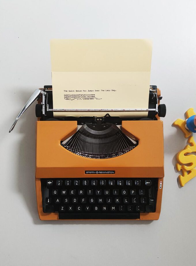 Vintage Orange Ocher Remington Sperry 10/50 Typewriter Cubic