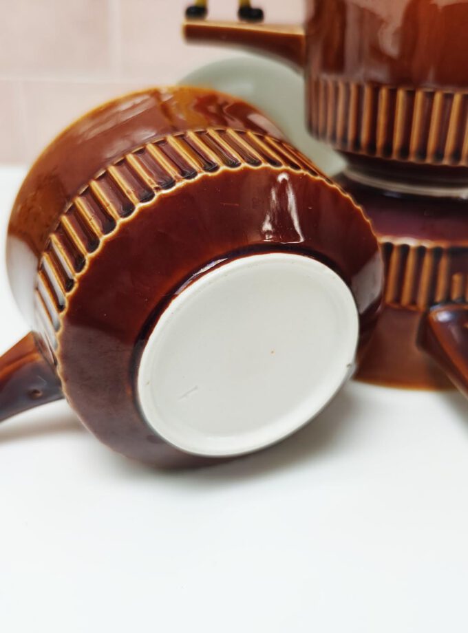 Retro Set Vintage Brown Soup Bowls