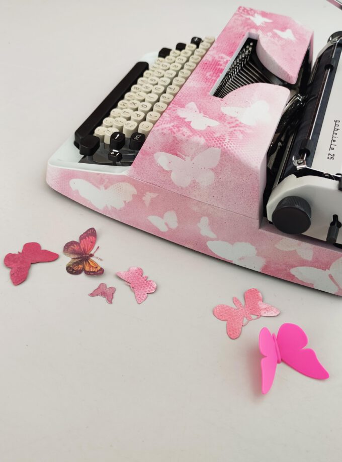 Vintage Typewriter Custom Made Triumph Gabriele 25 Lonneke Butterflies