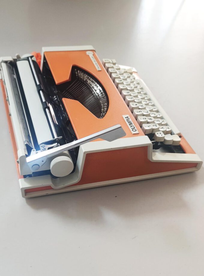 Vintage Olympia Traveller Orange Typewriter