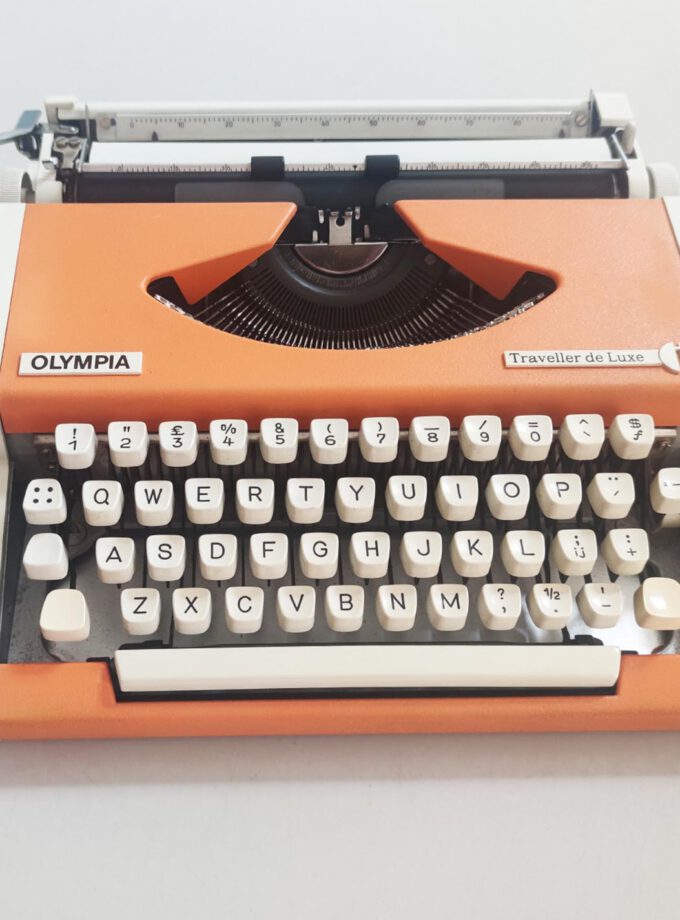 Vintage Olympia Traveller Orange Typewriter