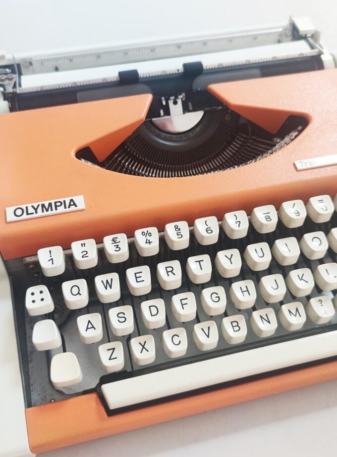 Vintage Olympia Traveller Orange Typewriter