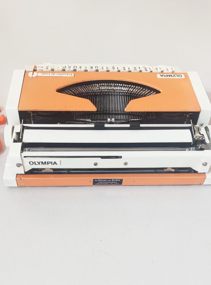 Vintage Olympia Traveller Orange Typewriter