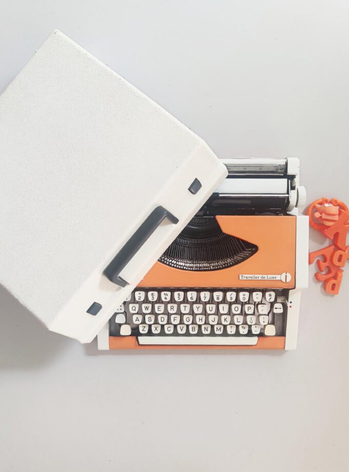 Vintage Olympia Traveller Orange Typewriter