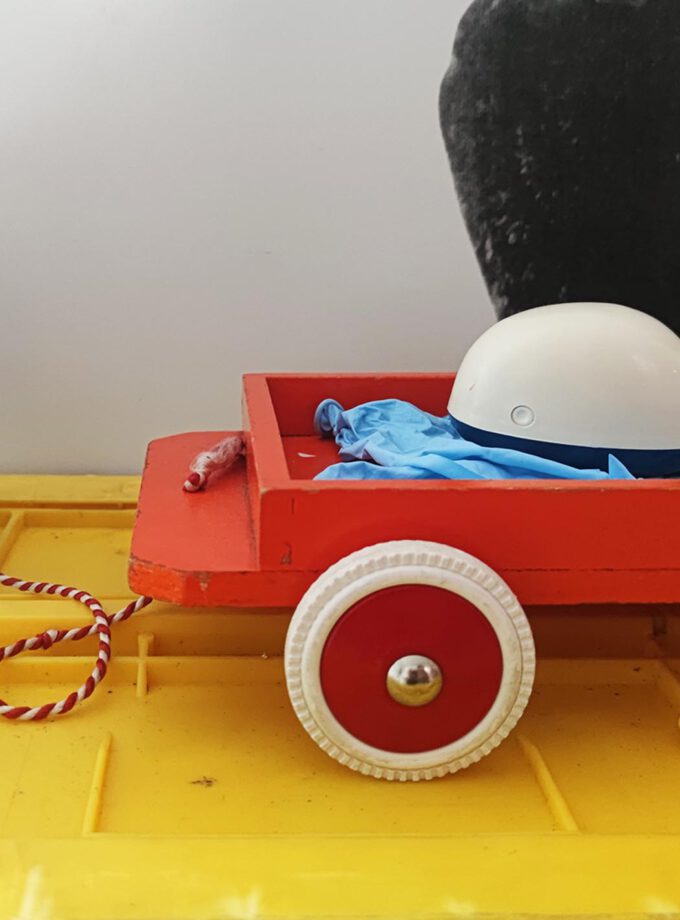 Vintage Wooden Small Tow Cart Top