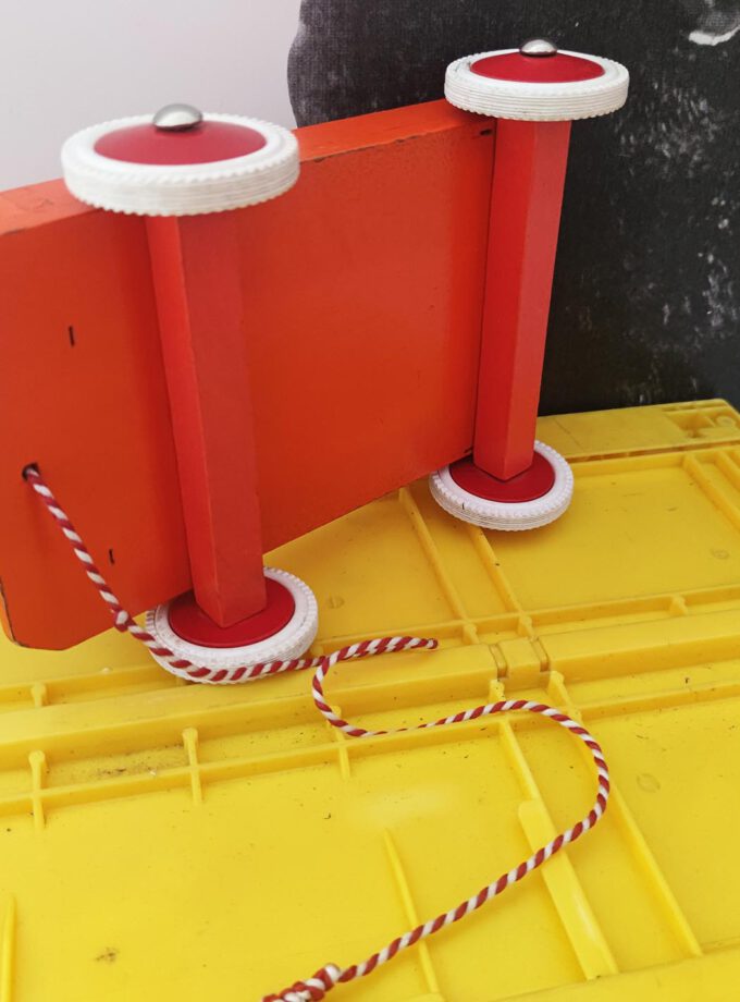 Vintage Wooden Small Tow Cart Top