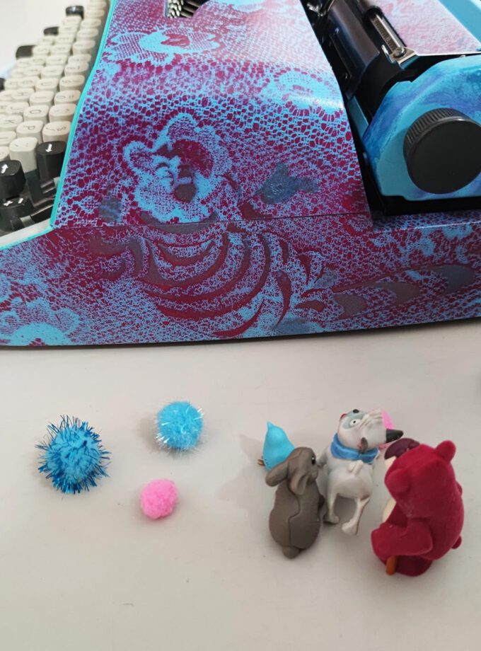 Vintage Typewriter Custom Made Scheidegger Typomatic TMS Alice in wonderland