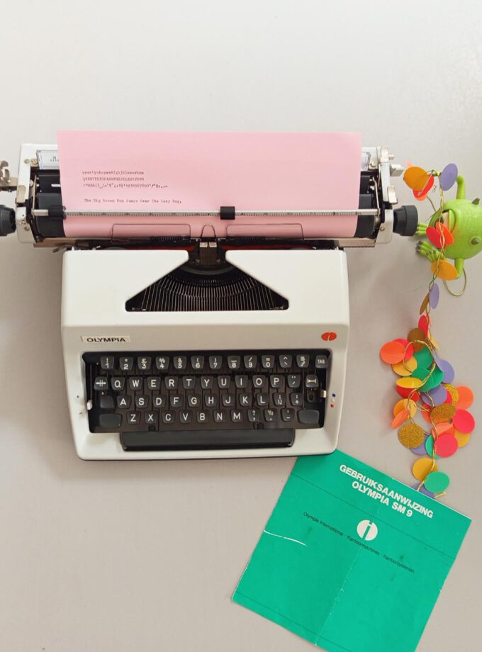 Vintage Olympia SM9 Typewriter Off White Grey Wide Carriage