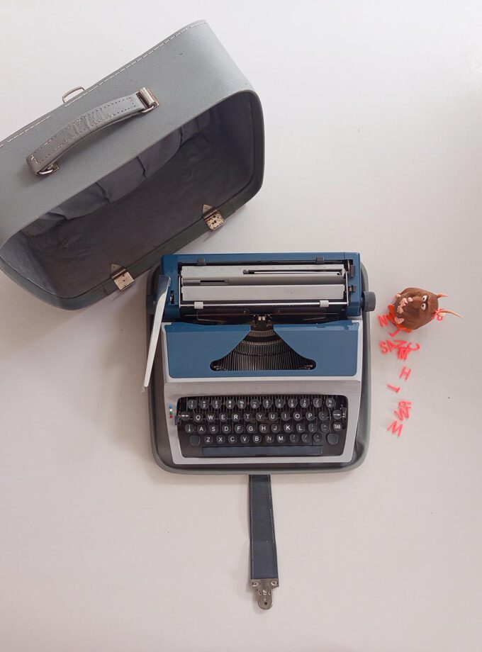 Vintage Erika Grey / Blue Typewriter